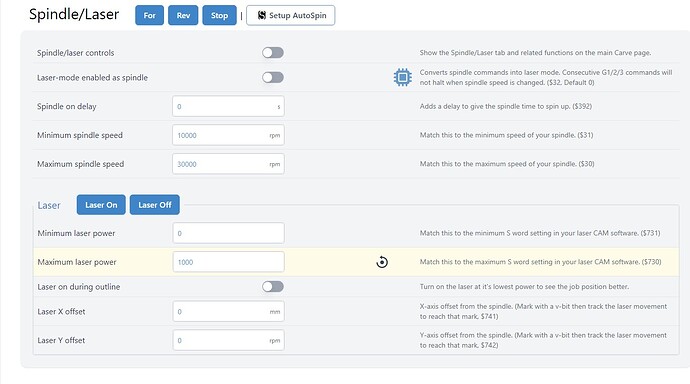 laser max pwr setting