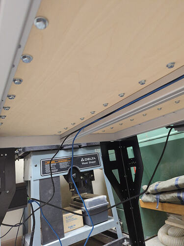 Bottom view of support and waste board bolt into T nuts