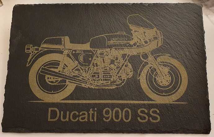 ducati motorcycle on slate placemat 300 x 200